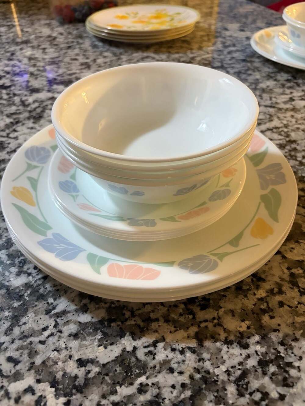 Vintage Corelle Friendship 12 Pc Dinnerware Set Pastel Floral Made in USA